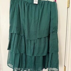 J. Crew Green Tiered A-Line Skirt